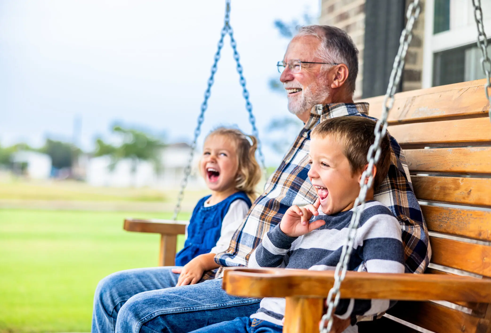Grandpa making the grandkids laugh