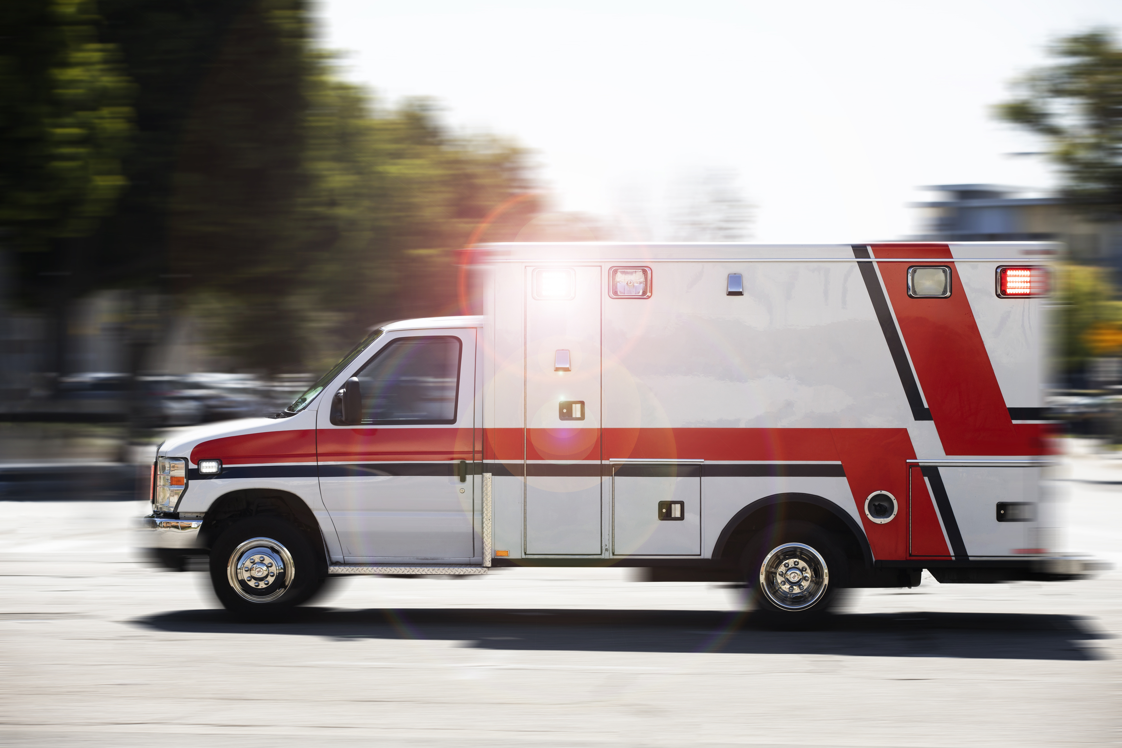 Ambulance responding to the scene of an emergency