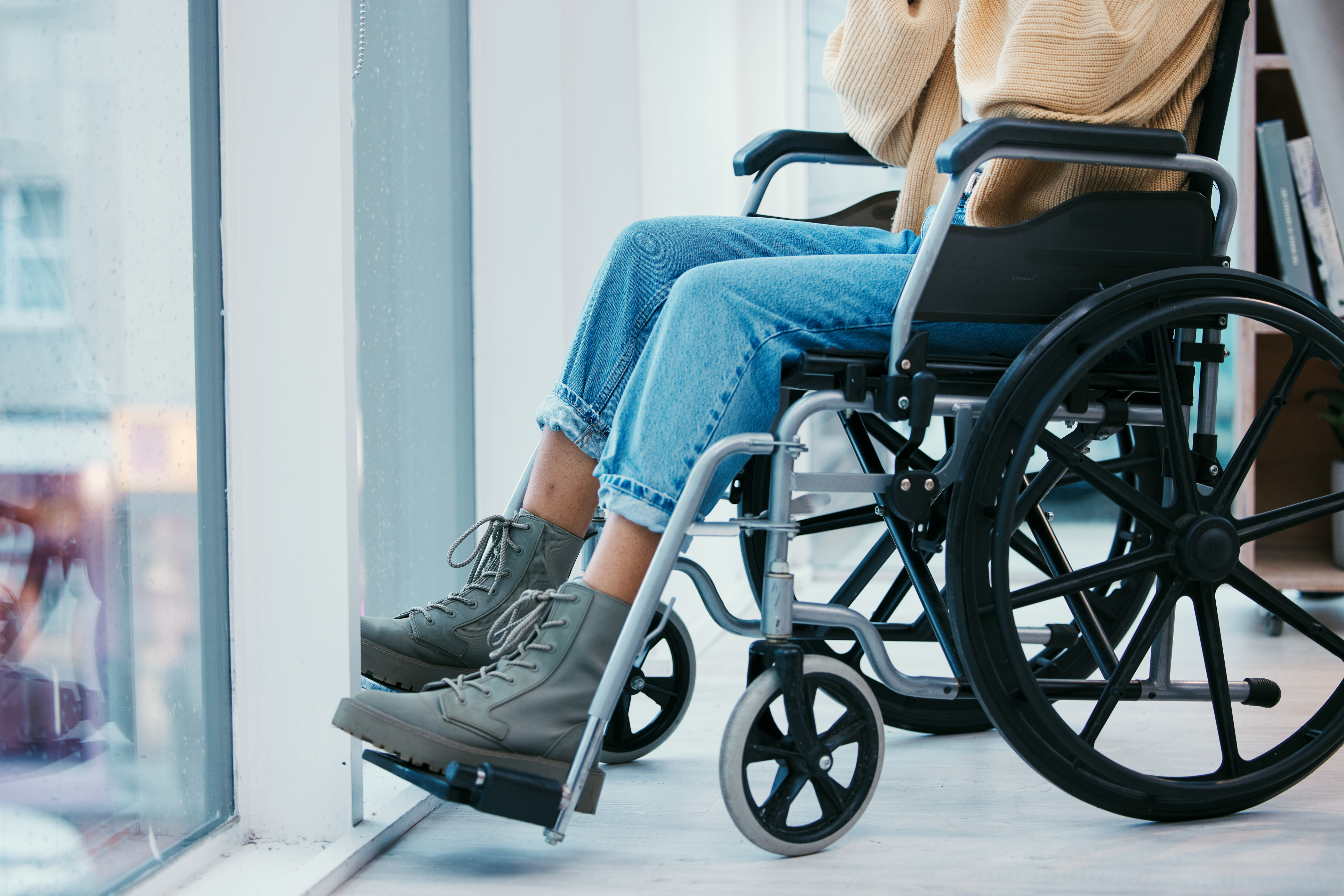 Woman with a wheelchair